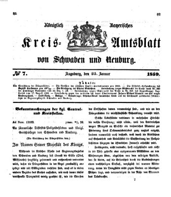 Königlich Bayerisches Kreis-Amtsblatt von Schwaben und Neuburg Dienstag 25. Januar 1859
