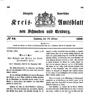 Königlich Bayerisches Kreis-Amtsblatt von Schwaben und Neuburg Donnerstag 10. Februar 1859