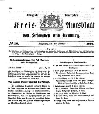 Königlich Bayerisches Kreis-Amtsblatt von Schwaben und Neuburg Dienstag 22. Februar 1859