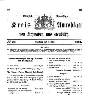 Königlich Bayerisches Kreis-Amtsblatt von Schwaben und Neuburg Freitag 4. März 1859