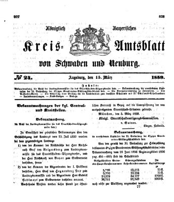 Königlich Bayerisches Kreis-Amtsblatt von Schwaben und Neuburg Dienstag 15. März 1859