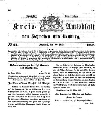 Königlich Bayerisches Kreis-Amtsblatt von Schwaben und Neuburg Freitag 18. März 1859