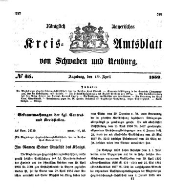 Königlich Bayerisches Kreis-Amtsblatt von Schwaben und Neuburg Dienstag 19. April 1859