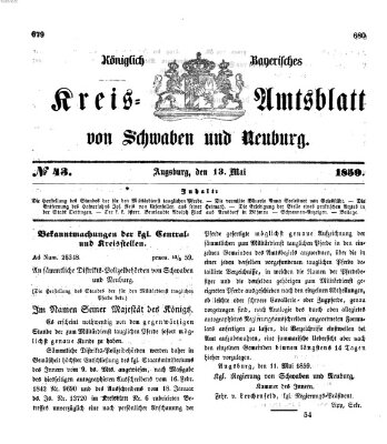 Königlich Bayerisches Kreis-Amtsblatt von Schwaben und Neuburg Freitag 13. Mai 1859