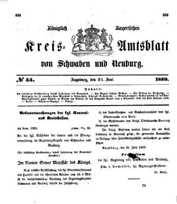 Königlich Bayerisches Kreis-Amtsblatt von Schwaben und Neuburg Dienstag 21. Juni 1859