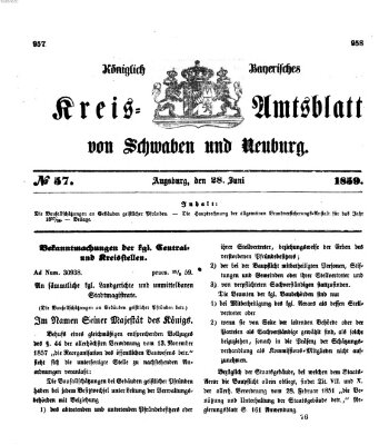 Königlich Bayerisches Kreis-Amtsblatt von Schwaben und Neuburg Dienstag 28. Juni 1859