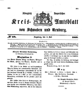 Königlich Bayerisches Kreis-Amtsblatt von Schwaben und Neuburg Montag 4. Juli 1859