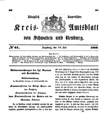 Königlich Bayerisches Kreis-Amtsblatt von Schwaben und Neuburg Dienstag 12. Juli 1859