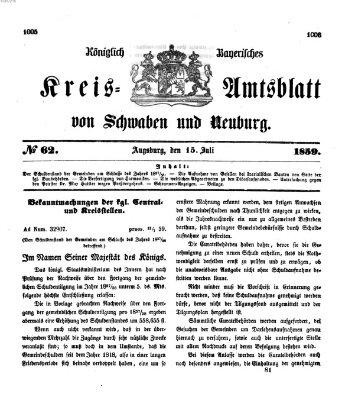 Königlich Bayerisches Kreis-Amtsblatt von Schwaben und Neuburg Freitag 15. Juli 1859