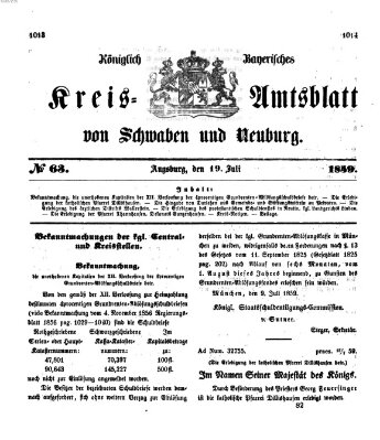 Königlich Bayerisches Kreis-Amtsblatt von Schwaben und Neuburg Dienstag 19. Juli 1859