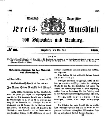 Königlich Bayerisches Kreis-Amtsblatt von Schwaben und Neuburg Freitag 29. Juli 1859