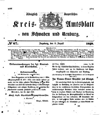 Königlich Bayerisches Kreis-Amtsblatt von Schwaben und Neuburg Dienstag 2. August 1859