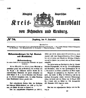 Königlich Bayerisches Kreis-Amtsblatt von Schwaben und Neuburg Dienstag 6. September 1859