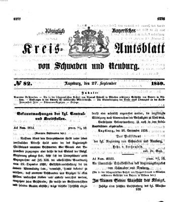 Königlich Bayerisches Kreis-Amtsblatt von Schwaben und Neuburg Dienstag 27. September 1859