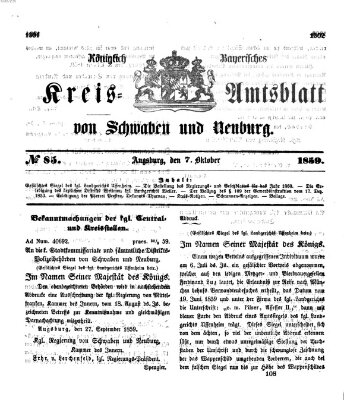 Königlich Bayerisches Kreis-Amtsblatt von Schwaben und Neuburg Freitag 7. Oktober 1859