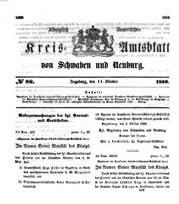 Königlich Bayerisches Kreis-Amtsblatt von Schwaben und Neuburg Dienstag 11. Oktober 1859