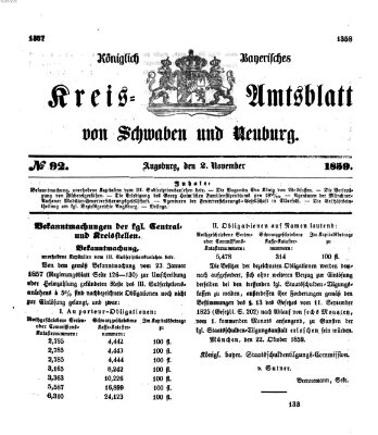 Königlich Bayerisches Kreis-Amtsblatt von Schwaben und Neuburg Mittwoch 2. November 1859