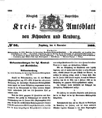 Königlich Bayerisches Kreis-Amtsblatt von Schwaben und Neuburg Freitag 4. November 1859