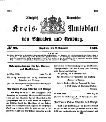 Königlich Bayerisches Kreis-Amtsblatt von Schwaben und Neuburg Dienstag 8. November 1859