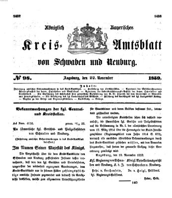 Königlich Bayerisches Kreis-Amtsblatt von Schwaben und Neuburg Dienstag 22. November 1859