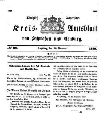 Königlich Bayerisches Kreis-Amtsblatt von Schwaben und Neuburg Freitag 25. November 1859