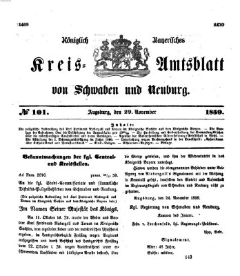 Königlich Bayerisches Kreis-Amtsblatt von Schwaben und Neuburg Dienstag 29. November 1859