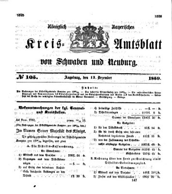 Königlich Bayerisches Kreis-Amtsblatt von Schwaben und Neuburg Dienstag 13. Dezember 1859