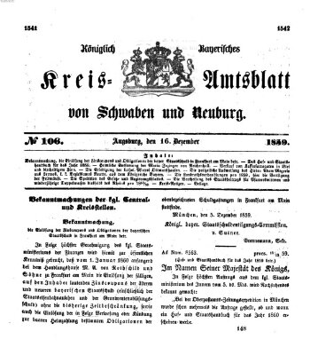 Königlich Bayerisches Kreis-Amtsblatt von Schwaben und Neuburg Freitag 16. Dezember 1859