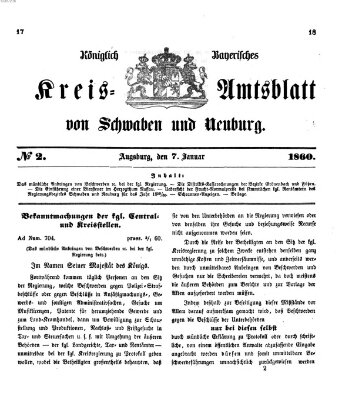 Königlich Bayerisches Kreis-Amtsblatt von Schwaben und Neuburg Samstag 7. Januar 1860