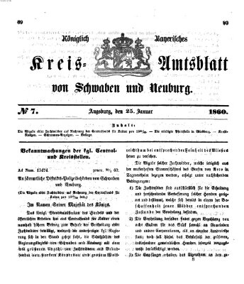 Königlich Bayerisches Kreis-Amtsblatt von Schwaben und Neuburg Mittwoch 25. Januar 1860