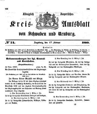 Königlich Bayerisches Kreis-Amtsblatt von Schwaben und Neuburg Freitag 17. Februar 1860