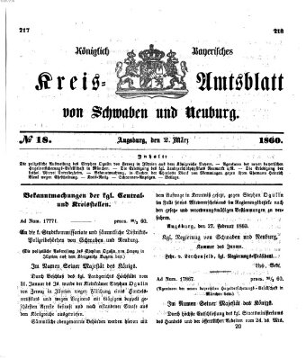 Königlich Bayerisches Kreis-Amtsblatt von Schwaben und Neuburg Freitag 2. März 1860