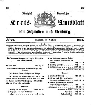 Königlich Bayerisches Kreis-Amtsblatt von Schwaben und Neuburg Freitag 9. März 1860