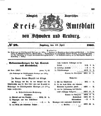 Königlich Bayerisches Kreis-Amtsblatt von Schwaben und Neuburg Dienstag 10. April 1860