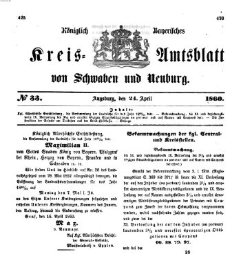 Königlich Bayerisches Kreis-Amtsblatt von Schwaben und Neuburg Dienstag 24. April 1860