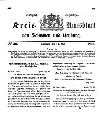 Königlich Bayerisches Kreis-Amtsblatt von Schwaben und Neuburg Dienstag 15. Mai 1860