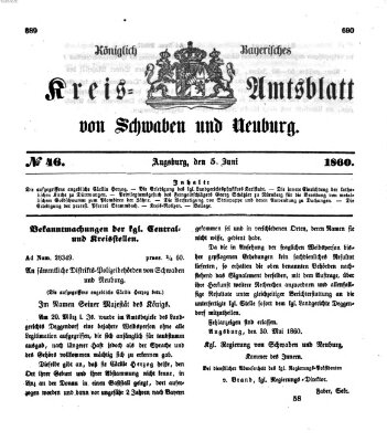 Königlich Bayerisches Kreis-Amtsblatt von Schwaben und Neuburg Dienstag 5. Juni 1860