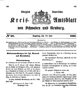 Königlich Bayerisches Kreis-Amtsblatt von Schwaben und Neuburg Dienstag 12. Juni 1860