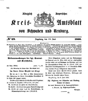 Königlich Bayerisches Kreis-Amtsblatt von Schwaben und Neuburg Freitag 15. Juni 1860