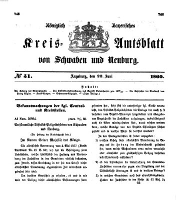 Königlich Bayerisches Kreis-Amtsblatt von Schwaben und Neuburg Freitag 22. Juni 1860