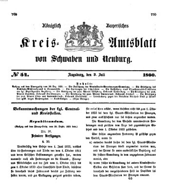 Königlich Bayerisches Kreis-Amtsblatt von Schwaben und Neuburg Dienstag 3. Juli 1860