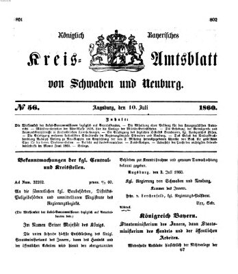 Königlich Bayerisches Kreis-Amtsblatt von Schwaben und Neuburg Dienstag 10. Juli 1860