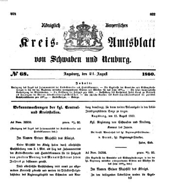 Königlich Bayerisches Kreis-Amtsblatt von Schwaben und Neuburg Dienstag 21. August 1860