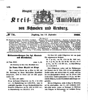 Königlich Bayerisches Kreis-Amtsblatt von Schwaben und Neuburg Freitag 14. September 1860