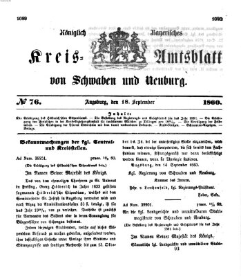 Königlich Bayerisches Kreis-Amtsblatt von Schwaben und Neuburg Dienstag 18. September 1860