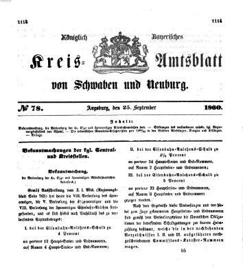 Königlich Bayerisches Kreis-Amtsblatt von Schwaben und Neuburg Dienstag 25. September 1860