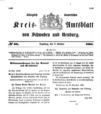 Königlich Bayerisches Kreis-Amtsblatt von Schwaben und Neuburg Dienstag 2. Oktober 1860