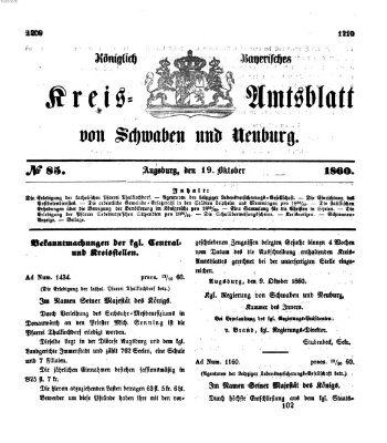 Königlich Bayerisches Kreis-Amtsblatt von Schwaben und Neuburg Freitag 19. Oktober 1860