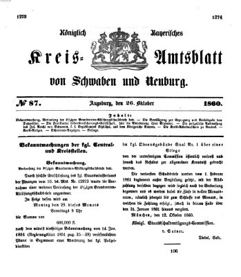 Königlich Bayerisches Kreis-Amtsblatt von Schwaben und Neuburg Freitag 26. Oktober 1860