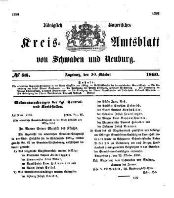 Königlich Bayerisches Kreis-Amtsblatt von Schwaben und Neuburg Dienstag 30. Oktober 1860